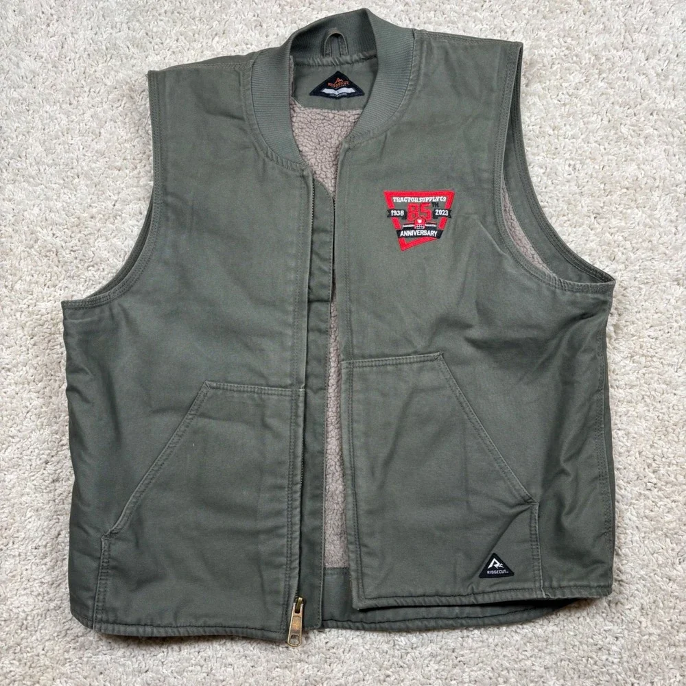 Ridgecut‎ Sherpa Lined Canvas Vest Tractor Supply 85th Anniversary Green L